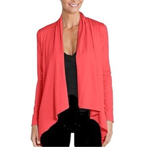 Coolibar Marietas SPF 50+ Open Front Cardigan Sun Wrap Coral 3X NWT